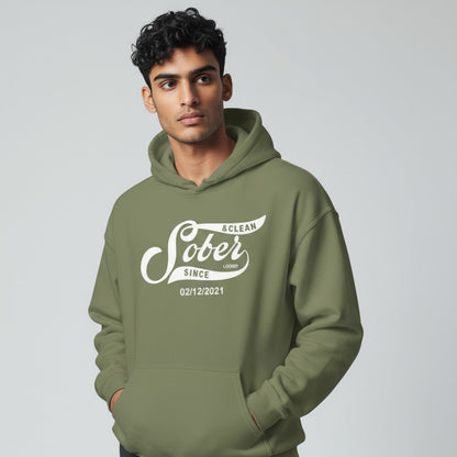 Men Sober Since Hoodie w/ Personalized Sobriety Date