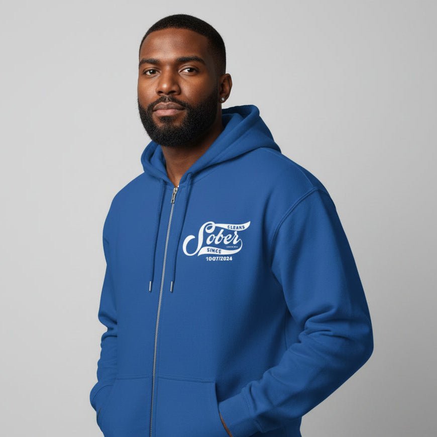 Recovery Zip Hoodie | Sober Since Unisex Hoodie with Custom Sobriety Date
