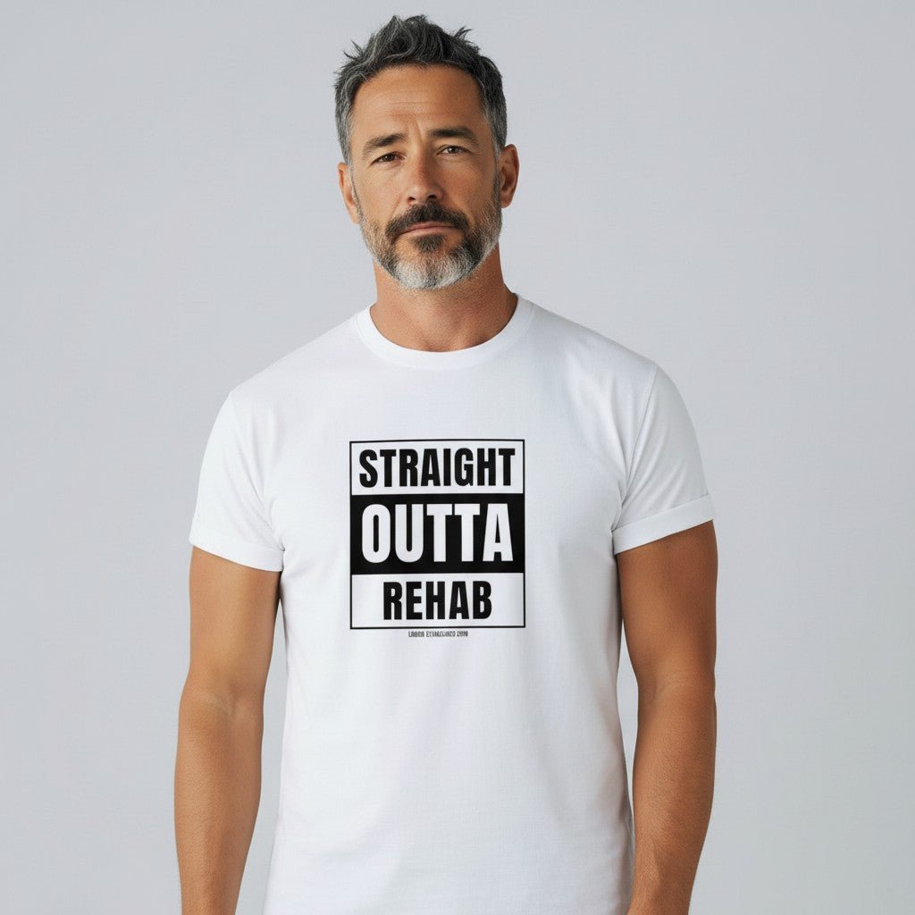 Straight Outta Rehab Sober T Shirt graphic detail (view 24)