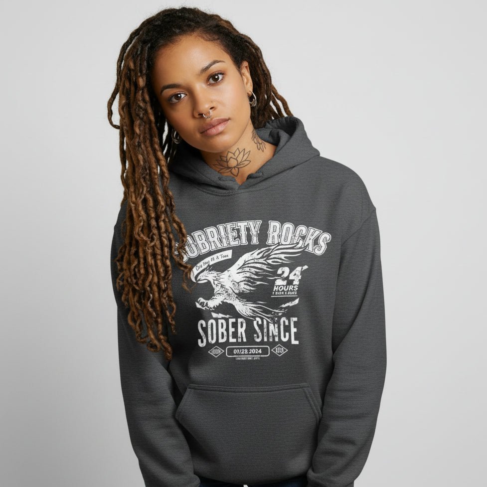 Sobriety Rocks | Women's Sober Since Hoodie with Custom Sobriety Date