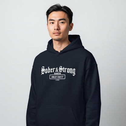 Recovery   Hoodie   |   Men’s   Old   School   Sober   Hoodie   with   Custom   Date