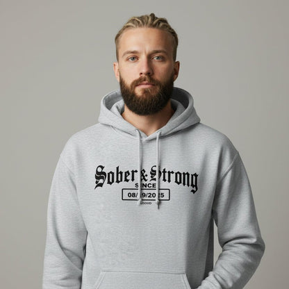 Recovery Hoodie | Men's Sober & Strong Old School with Custom Date