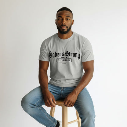 Sober T Shirt | Men’s Old School Tee with Personalized Sobriety Date