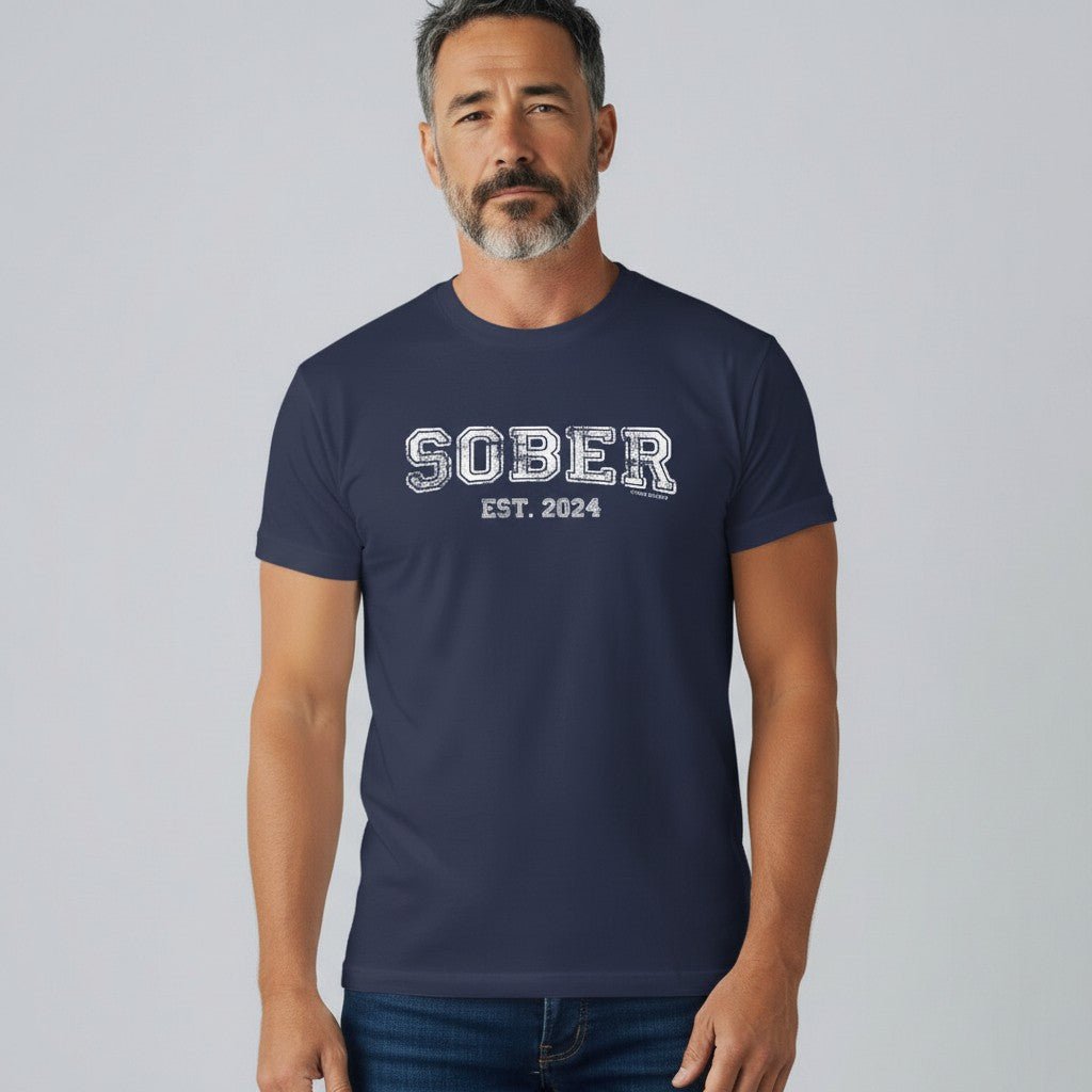 Men's Sober Est. Year T-Shirt w/ Personalized Sobriety Year