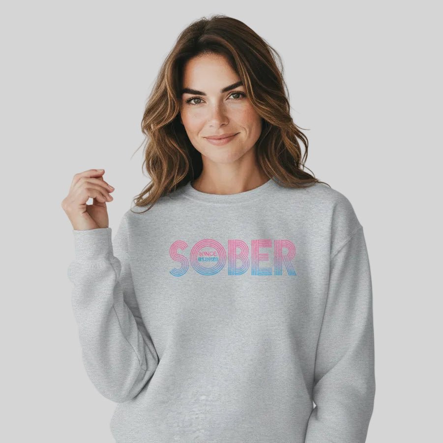 Retro Sobriety Date Sweatshirt – Personalized Sober Date