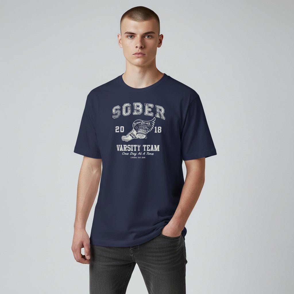 Detail shot of the Sober Varsity Sober T Shirt