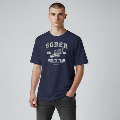 Detail shot of the Sober Varsity Sober T Shirt