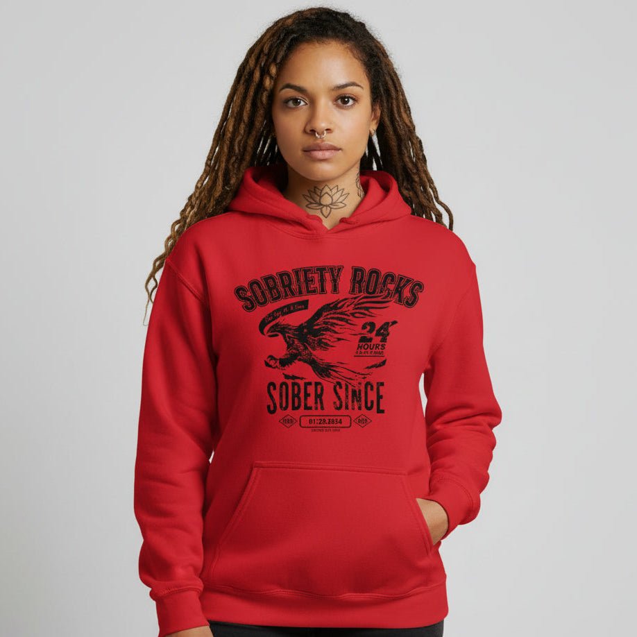 Sobriety Rocks | Women's Sober Since Hoodie with Custom Sobriety Date