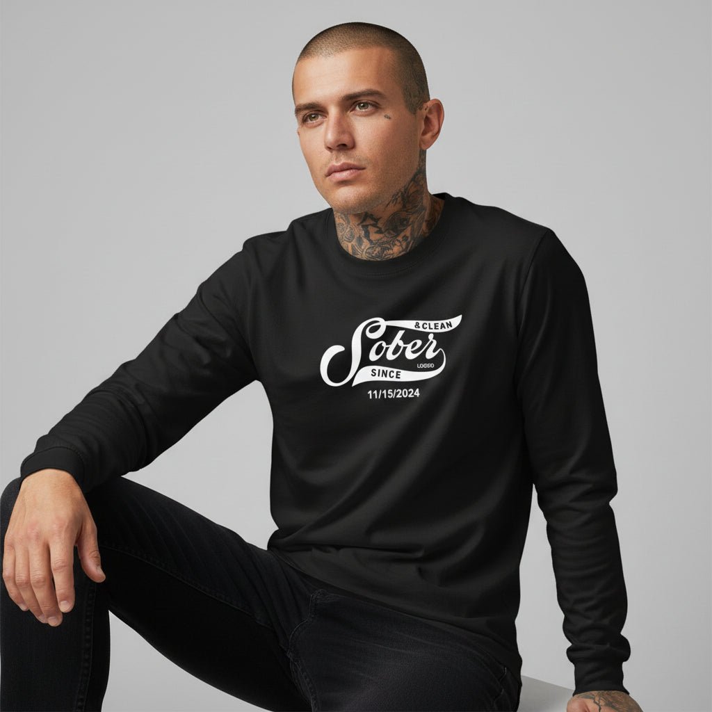 Men's Sober Since Long Sleeve T-shirt w/ Custom Sobriety Date