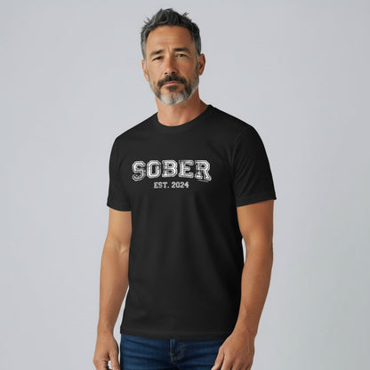 Men's Sober Est. Year T-Shirt w/ Personalized Sobriety Year