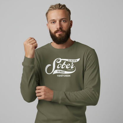 Men's Sober Since Long Sleeve T-shirt w/ Custom Sobriety Date