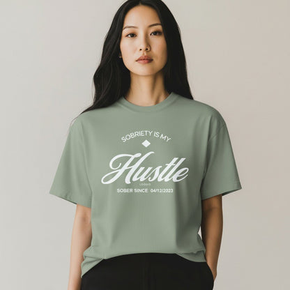 Sober   T   Shirt   |   Women’s   Old   School   Tee   with   Personalized   Sobriety   Date