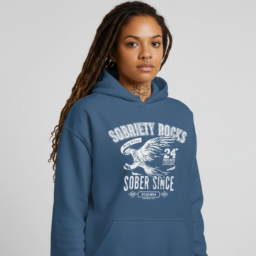 Sobriety Rocks | Women's Sober Since Hoodie with Custom Sobriety Date