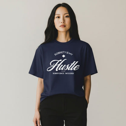 Sober   T   Shirt   |   Women’s   Old   School   Tee   with   Personalized   Sobriety   Date