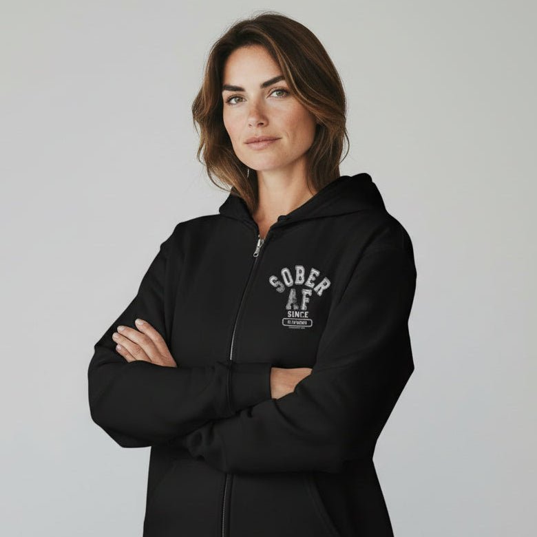 Recovery Hoodie | Zip Hoodie with Custom Sobriety Date