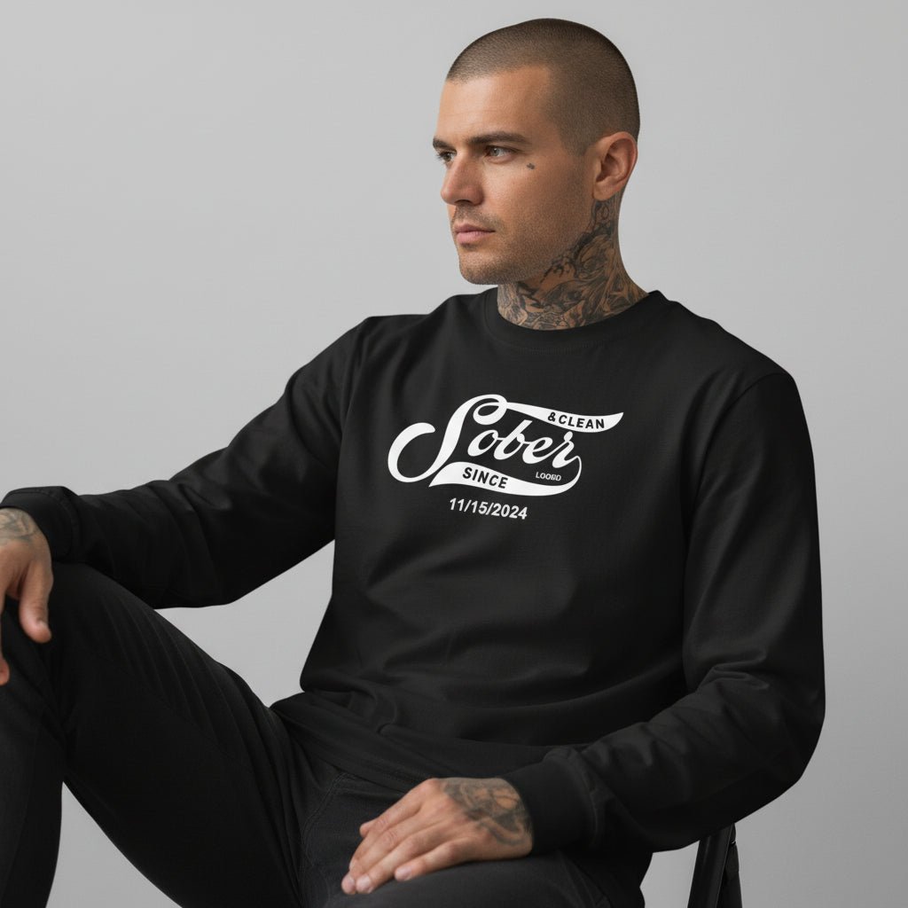 Men's Sober Since Long Sleeve T-shirt w/ Custom Sobriety Date