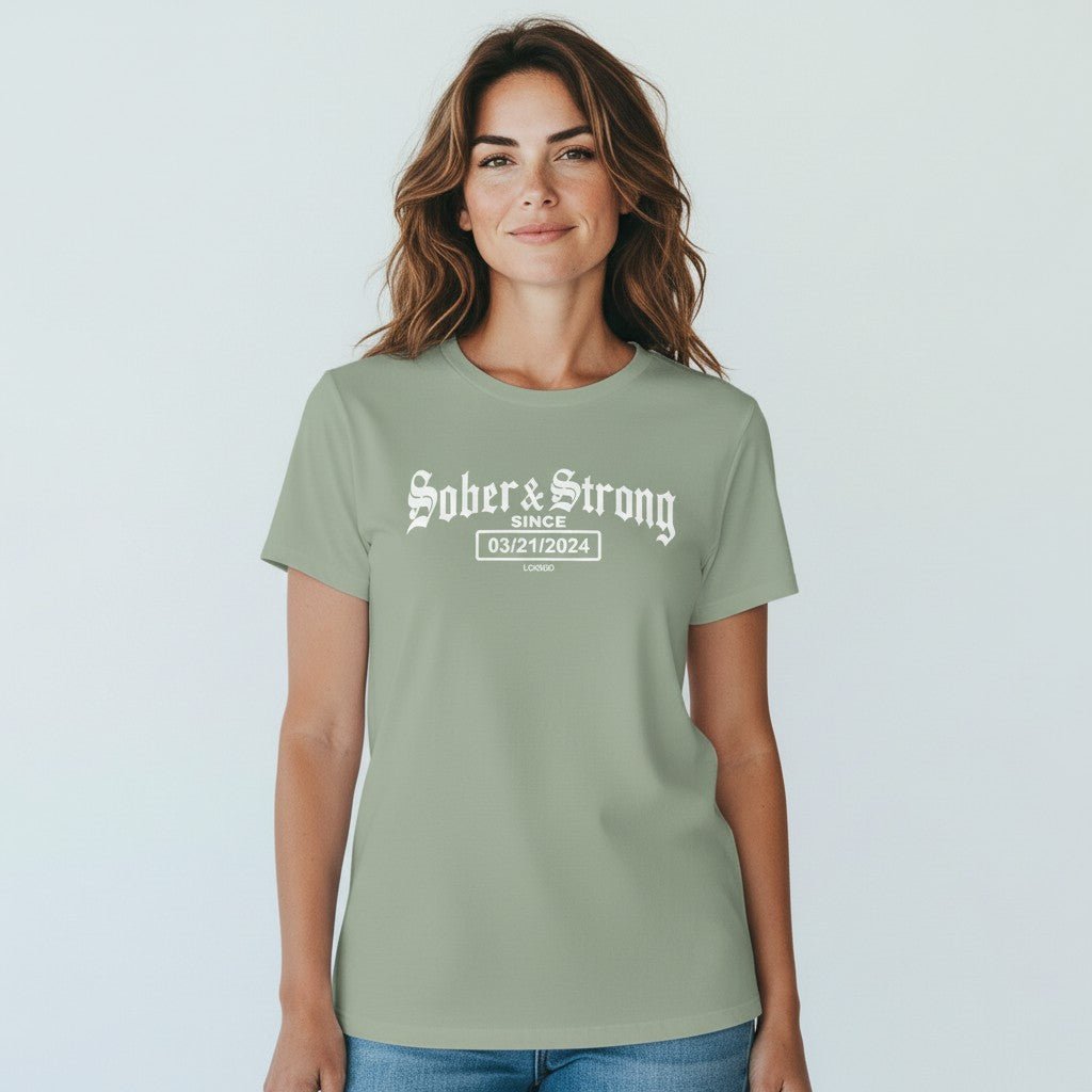 Sober T Shirt | Women’s Old School Tee with Personalized Sobriety Date