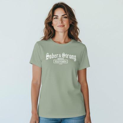 Sober T Shirt | Women’s Old School Tee with Personalized Sobriety Date