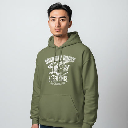 Sobriety Rocks | Men's Sober Since Hoodie with Custom Sobriety Date