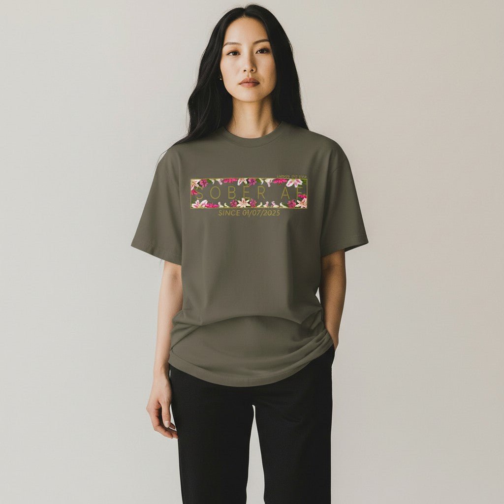 Sober T Shirt | Women’s Sober AF Tee with Custom Sobriety Date in Pastel Colors