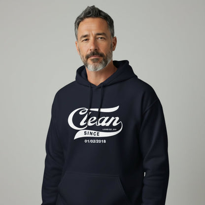 Recovery Hoodie | Men's Clean Since Hoodie with Custom Sobriety Date