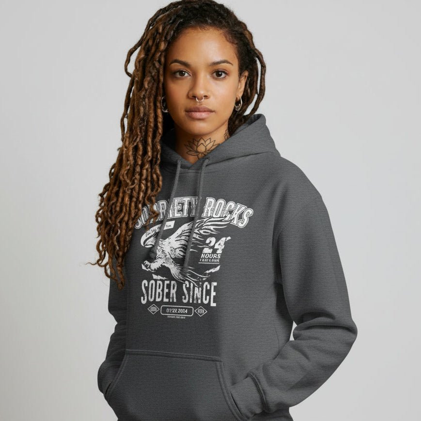 Sobriety Rocks | Women's Sober Since Hoodie with Custom Sobriety Date