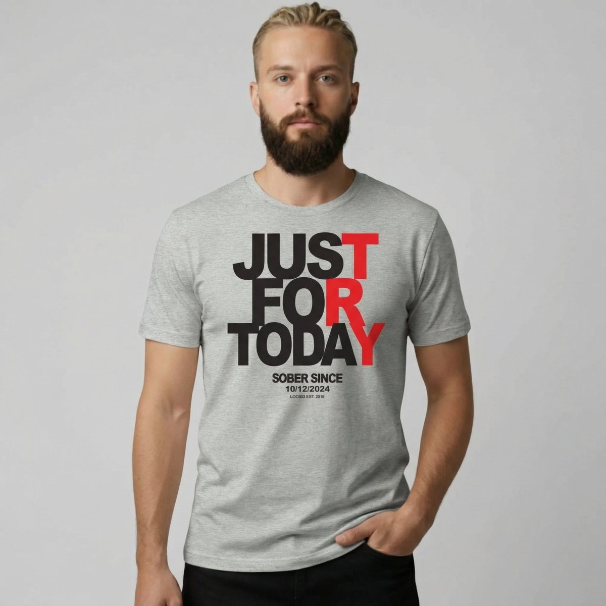 Men's Just Try For Today T-shirt with Custom Sobriety Date