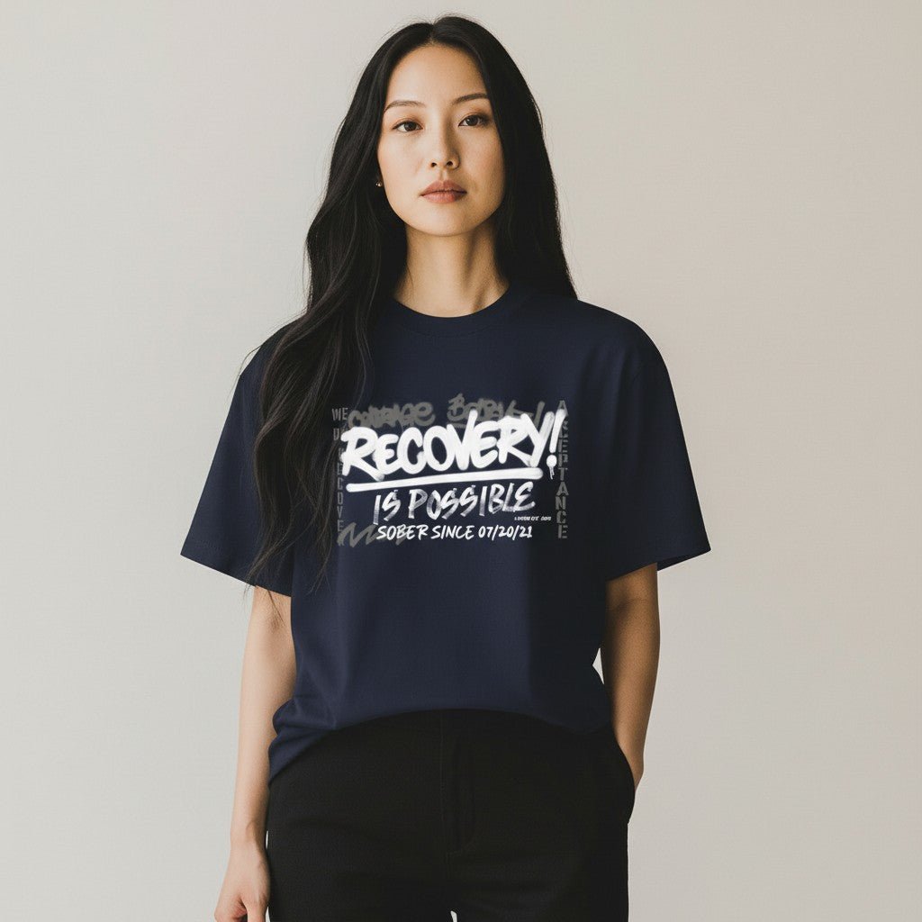 Sober T Shirt | Women's Recovery Is Possible Tee with Personalized Sobriety Date