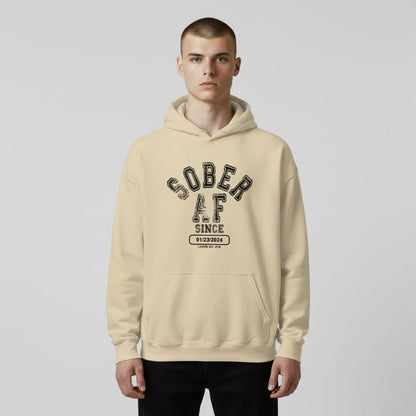 Recovery Hoodie | Sober AF Since Unisex Hoodie with Custom Sobriety Date