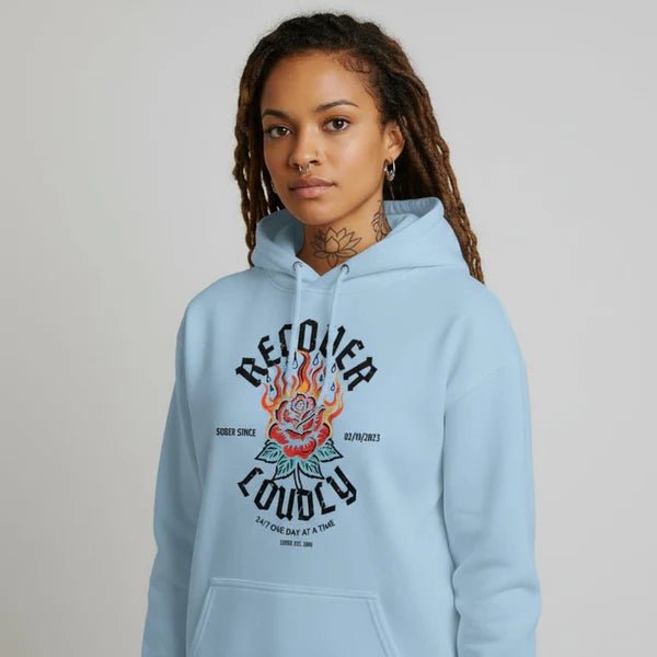 Recovery Hoodie | Recover Loudly Custom Sobriety Date Unisex Hoodie