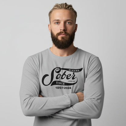 Men's Sober Since Long Sleeve T-shirt w/ Custom Sobriety Date