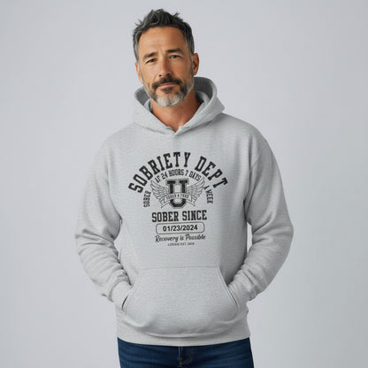 Recovery Hoodie | Sobriety Dept Hoodie with Custom Sobriety Date