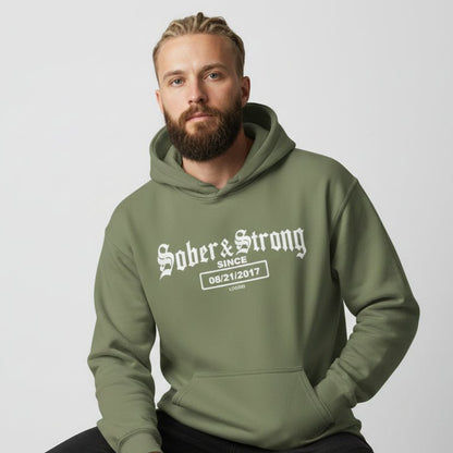 Recovery Hoodie | Men's Sober & Strong Old School with Custom Date