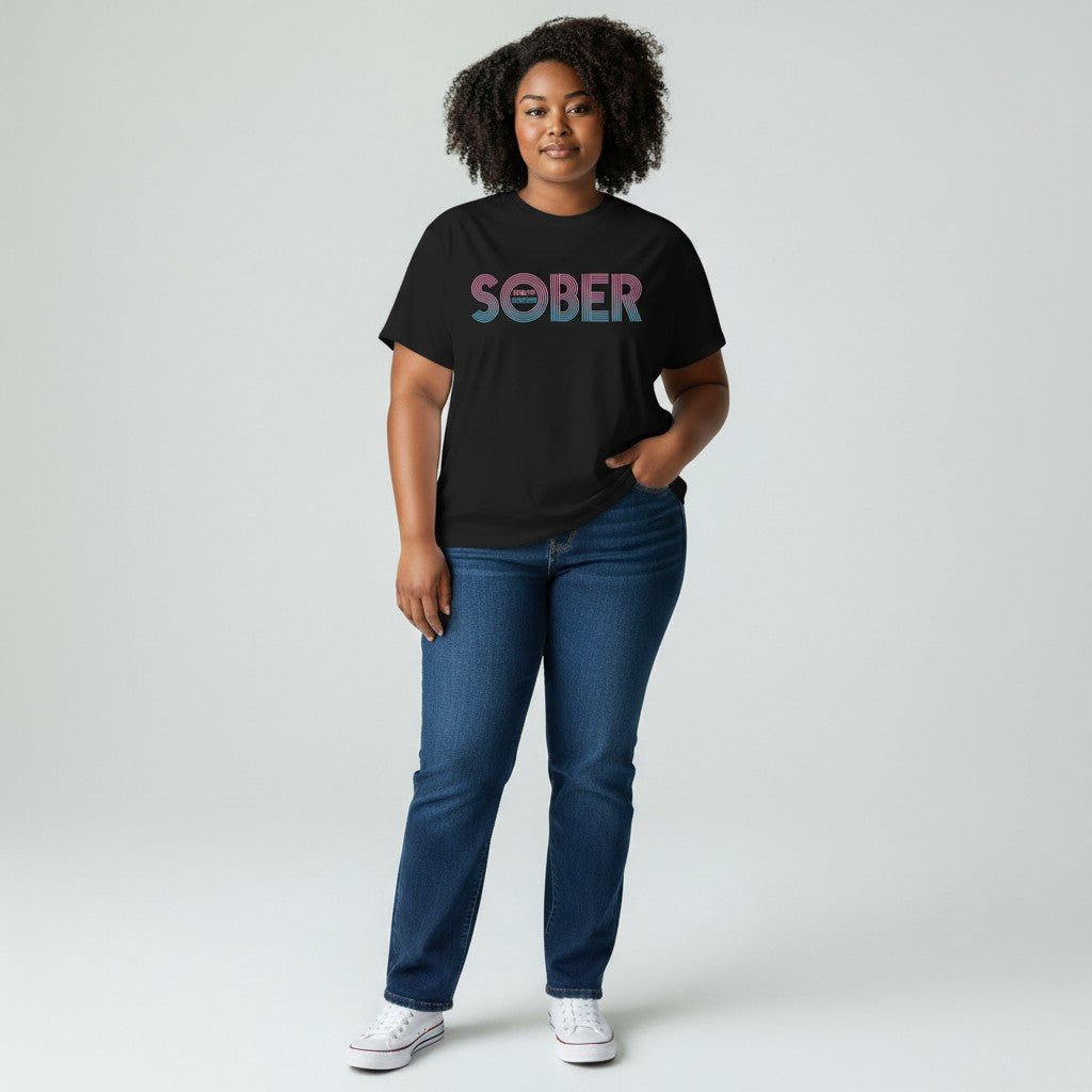 Women's Retro Sober Since T-Shirt w/ Personalized Sobriety Date