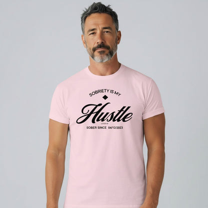 Hustle Men's Relaxed T-Shirt w/Personalize Sober Date