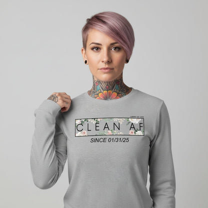Clean AF Flower Long Sleeve Sober T Shirt side view (view 26)