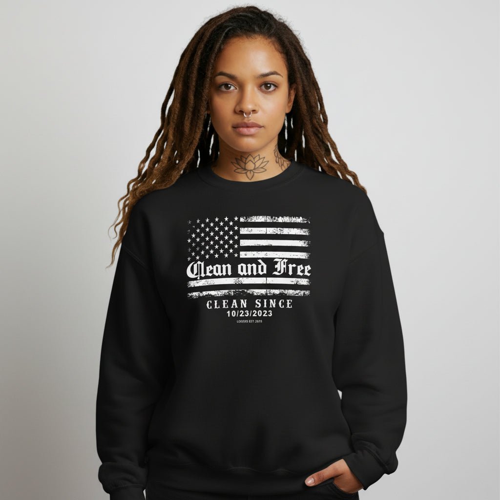 Clean Since Recovery Recovery Hoodie flat lay styled image (view 3)