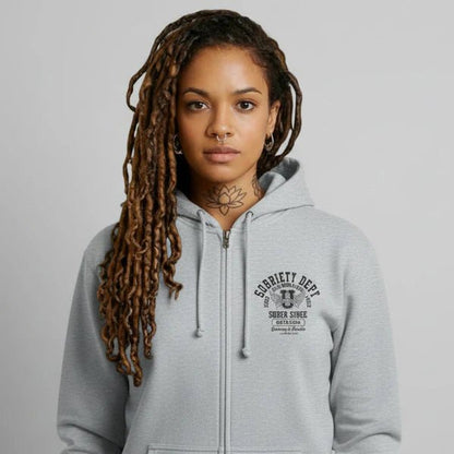 Sobriety Dept Zip Recovery Hoodie side view (view 16)