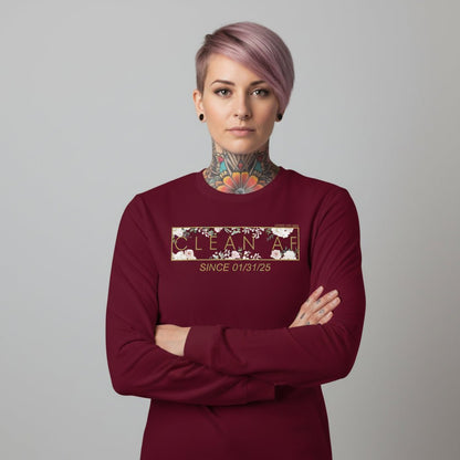 Clean AF Flower Long Sleeve Sober T Shirt graphic detail (view 14)