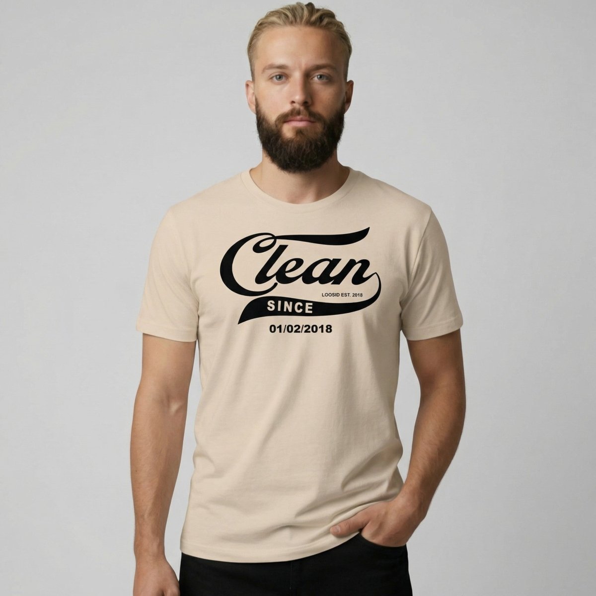 Clean Since Sober T Shirt lifestyle view (view 15)