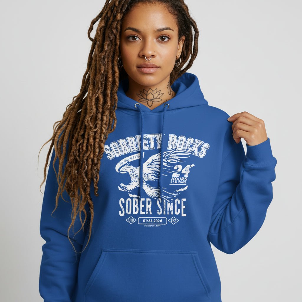 Sobriety Rocks | Women's Sober Since Hoodie with Custom Sobriety Date