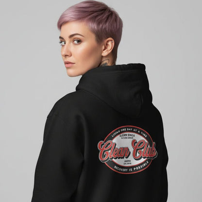 Clean Club Badge Left Chest Print Unisex Zip Recovery Hoodie side view (view 6)
