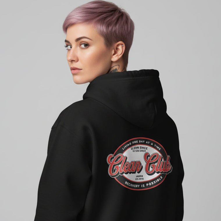 Clean Club Badge Left Chest Print Unisex Zip Recovery Hoodie side view (view 6)