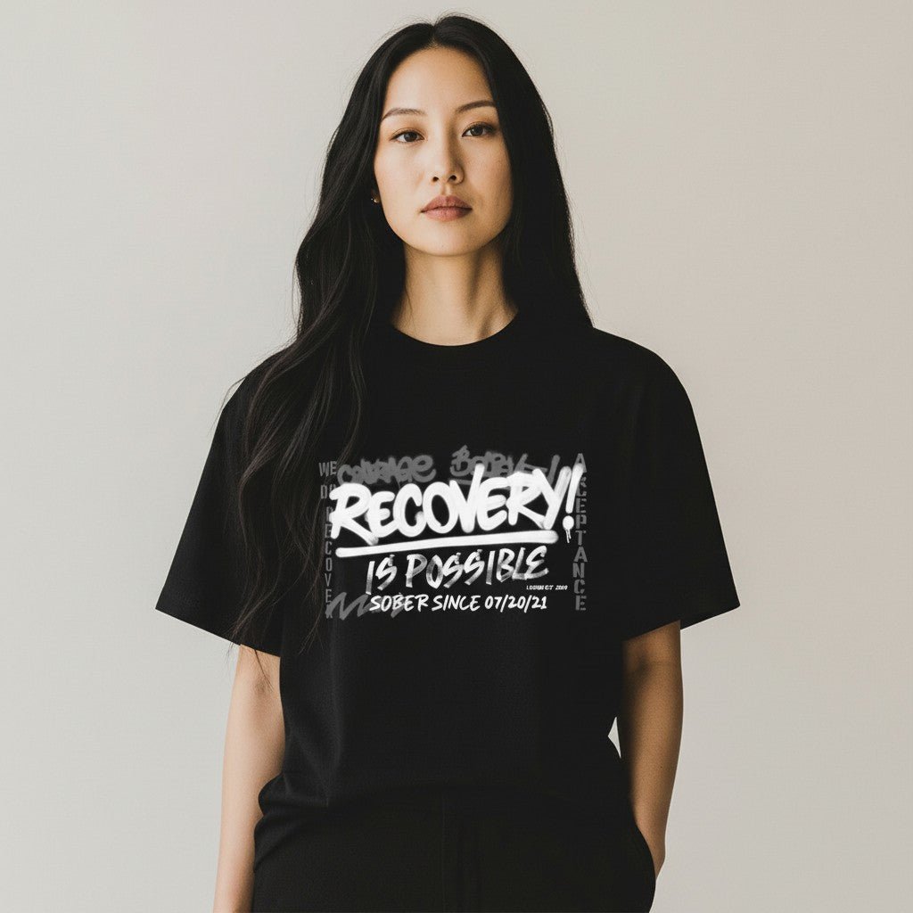 Sober T Shirt | Women's Recovery Is Possible Tee with Personalized Sobriety Date