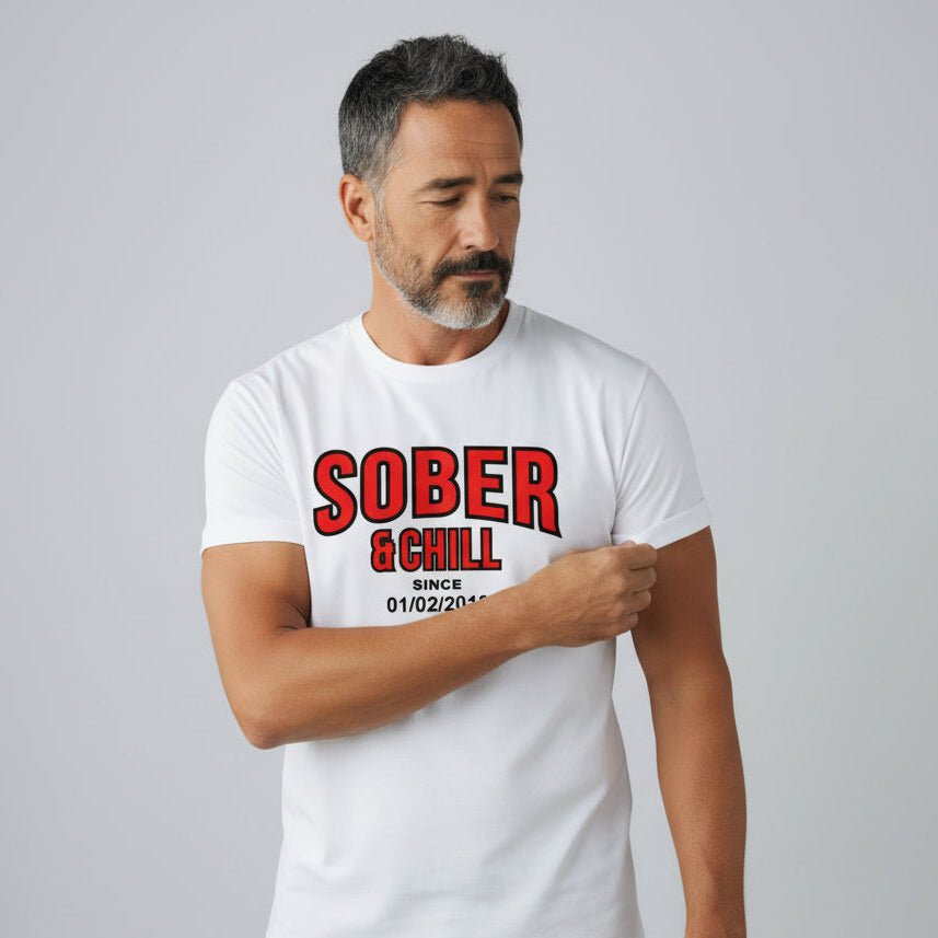 Sober and Chill Unisex T-Shirt w/ Personalized Sober Date