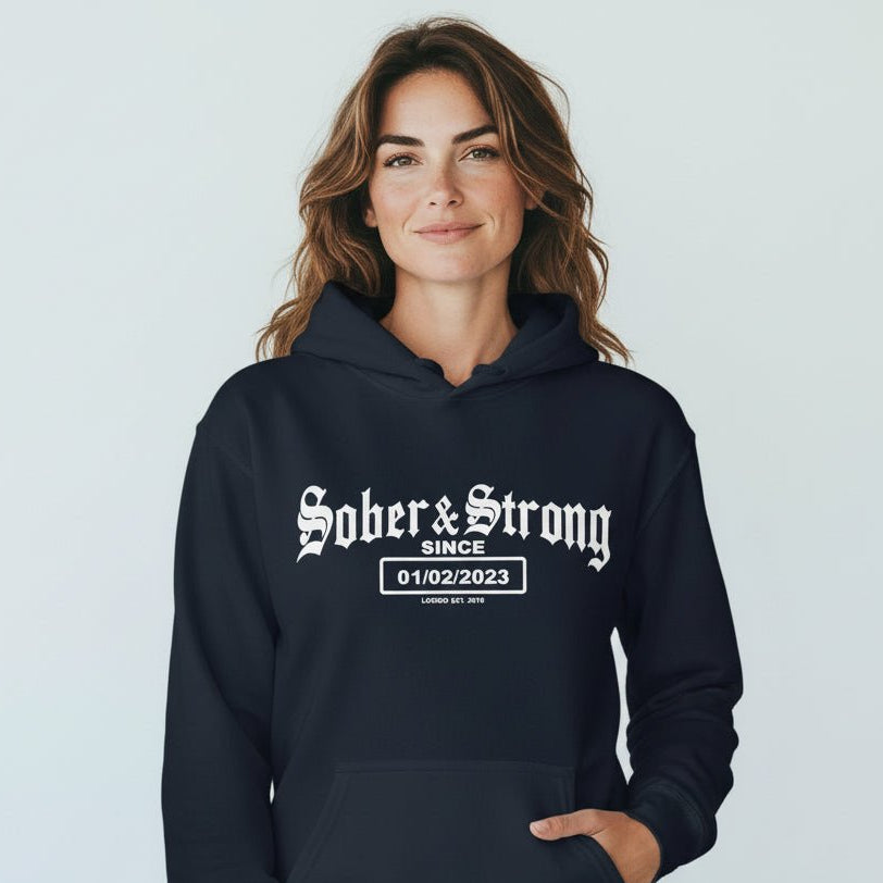 Recovery Hoodie | Unisex Old School Sober Hoodie with Custom Date