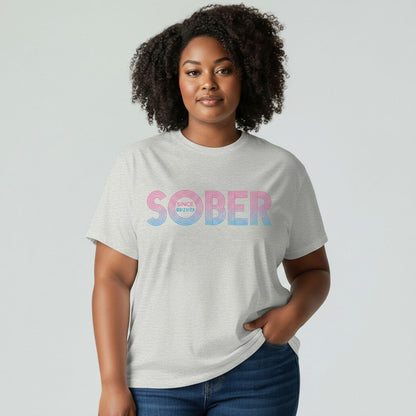 Women's Retro Sober Since T-Shirt w/ Personalized Sobriety Date