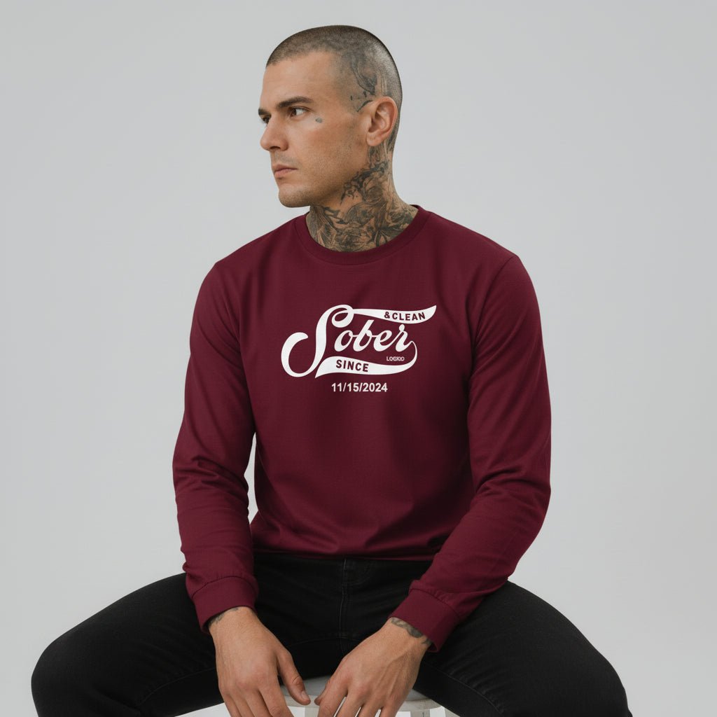 Men's Sober Since Long Sleeve T-shirt w/ Custom Sobriety Date