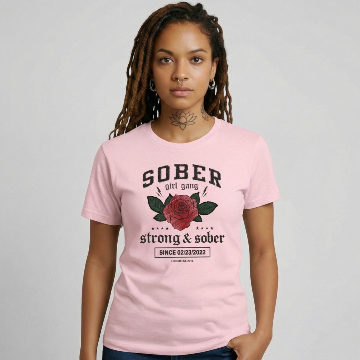 SOBER Girl Gang Strong & Sober Sober T Shirt close-up view (view 22)