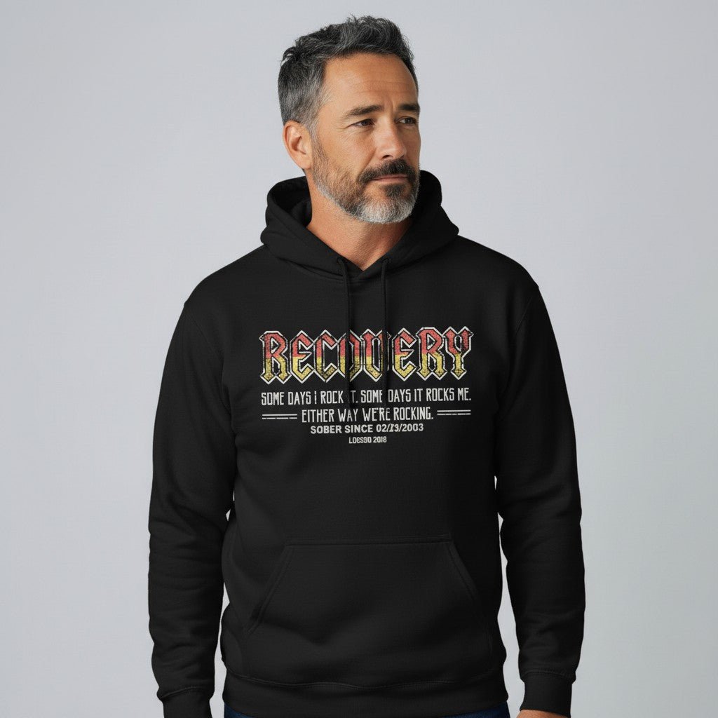 Recovery Hoodie | Men's Recovery Rock Hoodie with Personalized Date